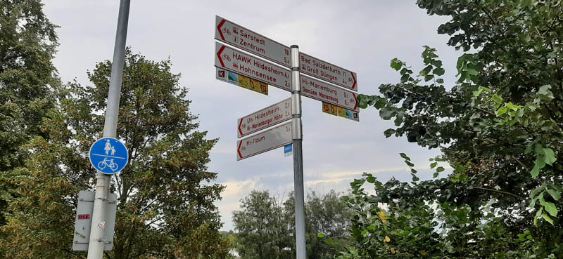 Signs on a cycle path